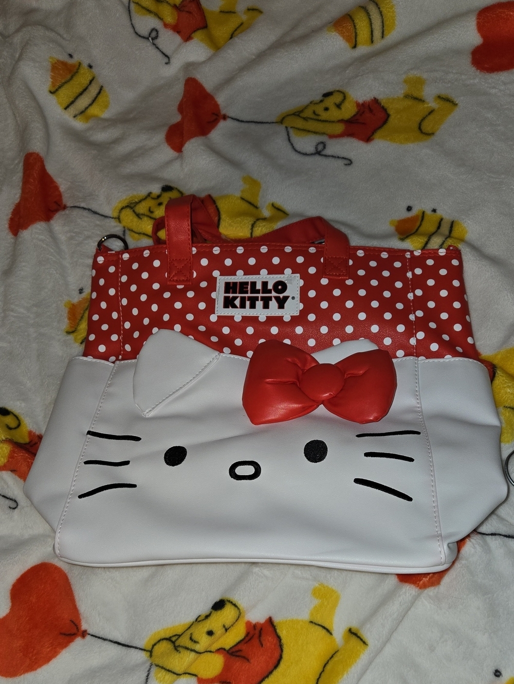 Hello Kitty Red & White Polka Dot Face Tote with 3D Bow